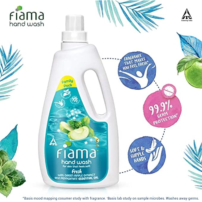 Fiama FRESH MOISTURIZING HAND WASH, PEPPERMINT AND GREEN APPLE, 1000ML REFILL PACK - Image 3